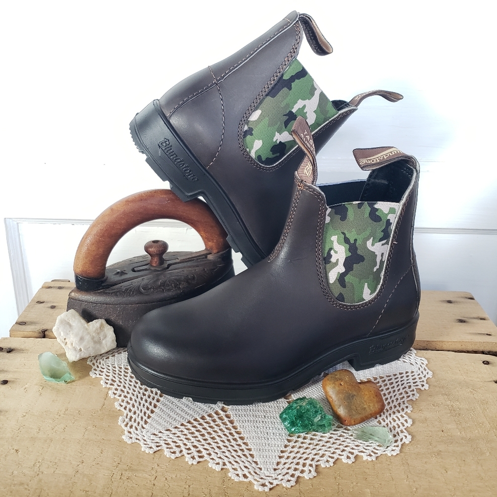 New*Blundstone Camo Stout Brown Chelsea Ankle Boot Boho Gypsy #2301 AU3½ | 6.5US - Picture 11 of 12
